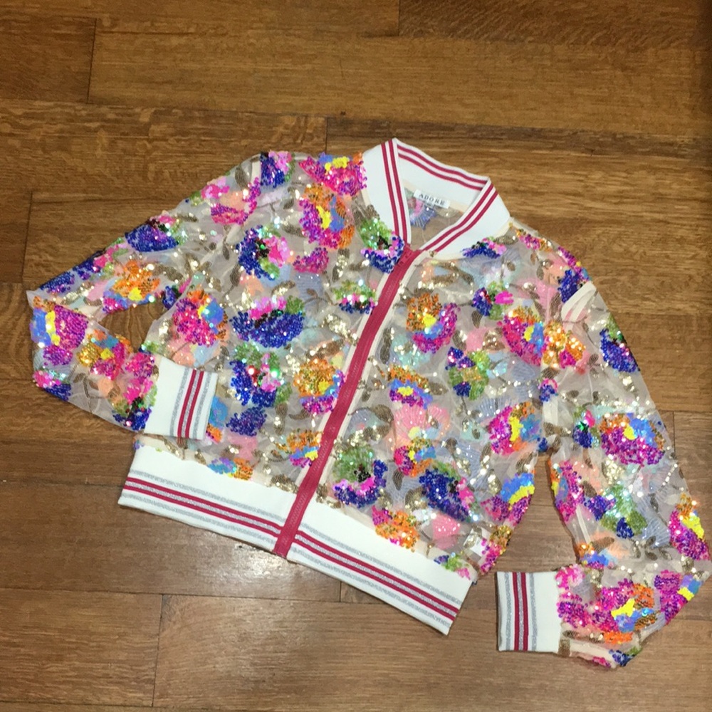 Adore Mesh Sequin Jacket Size Medium - image 2